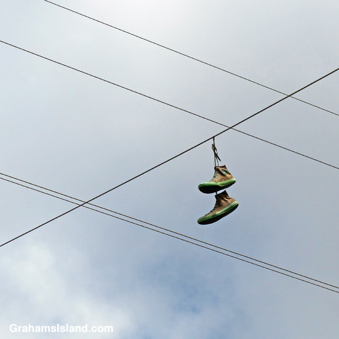 HD Old Shoes on Powerline Stock Footage - YouTube